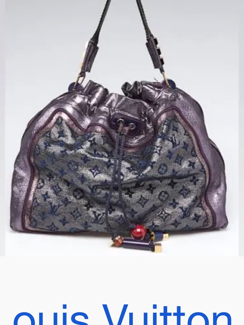 Louis Vuitton Metallic Purple Monogram Drawstring Hobo